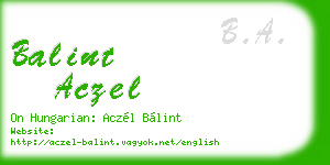 balint aczel business card