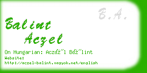 balint aczel business card